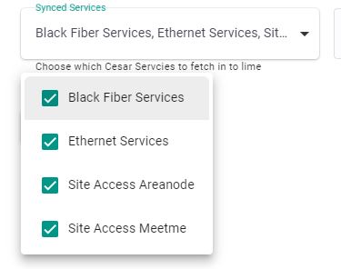 Cesar2 Integration General Settings Synced Services